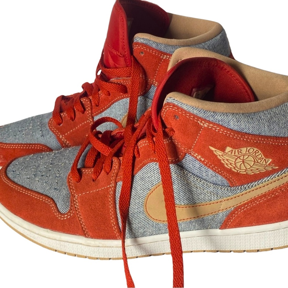 Air jordan 1 mid denim/ suede sz10